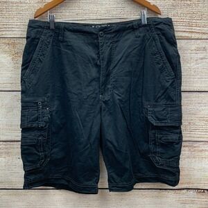 Public Opinion Black Cargo Shorts Men's Size 40 100%‎ Cotton Multiple Pockets